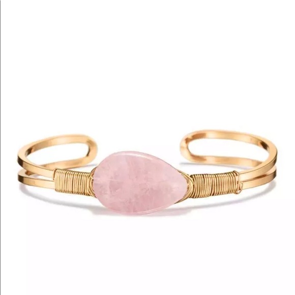 Avon Jewelry - Rose Quartz & Gold Avon Heartland Cuff Bracelet